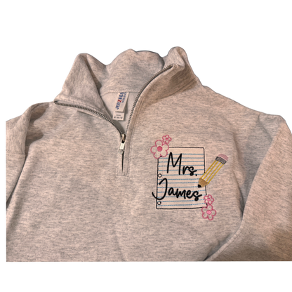 Notebook/pencil Quarter Zip Custom