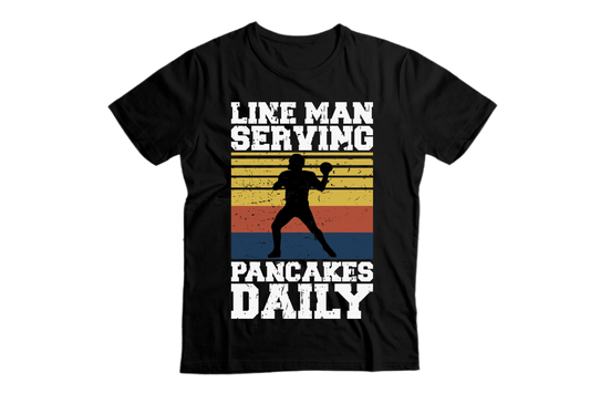 Adult Lineman Serving Pancakes Daily