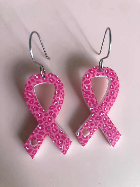 Breast Cancer Ribbon Earrings