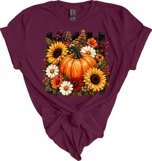 Pumpkins and sunflowers